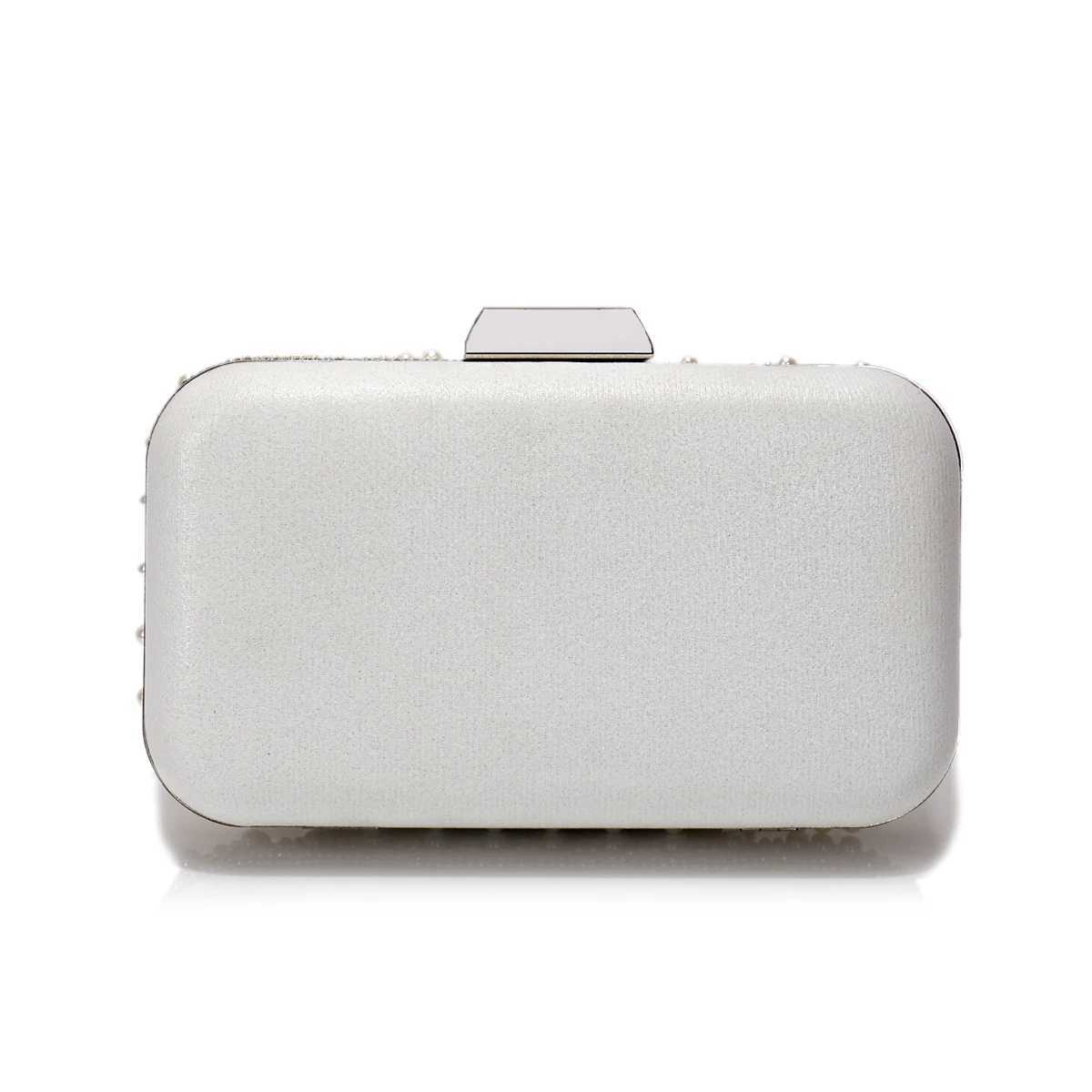 Beading Women Clutch Bags Pearl Hollow Out Metal Chain Shoulder Handbags Flap Glitter Rhinestones Party Dinner Prom Cocktail Eve M250625