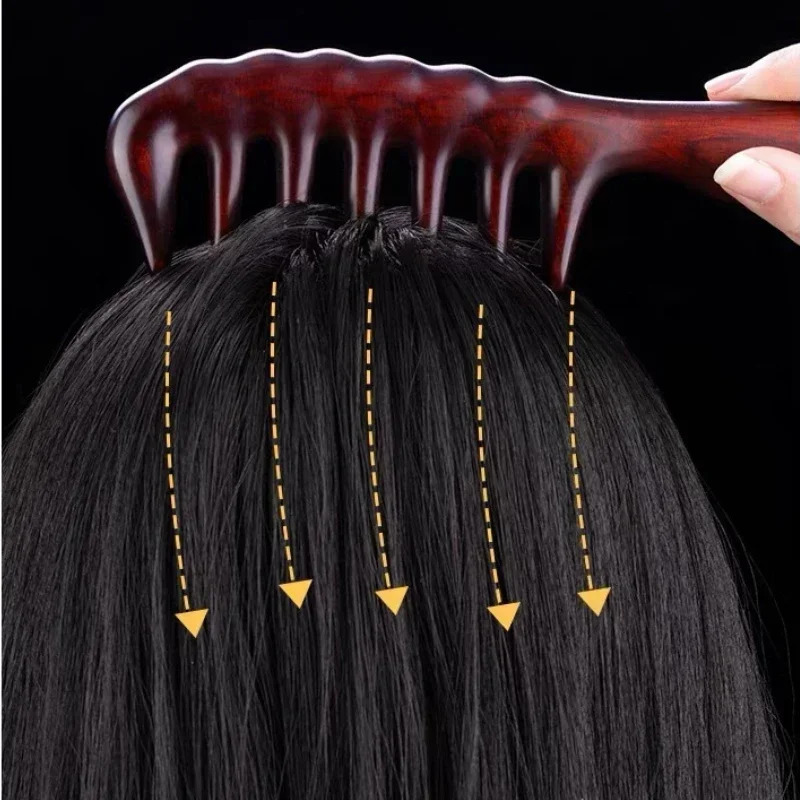 Natural Green Sandalwood Handmade Hair Comb For Curly Wide Tooth Sandalwood No Static Wooden Detangling for Women Massage Brush 250625