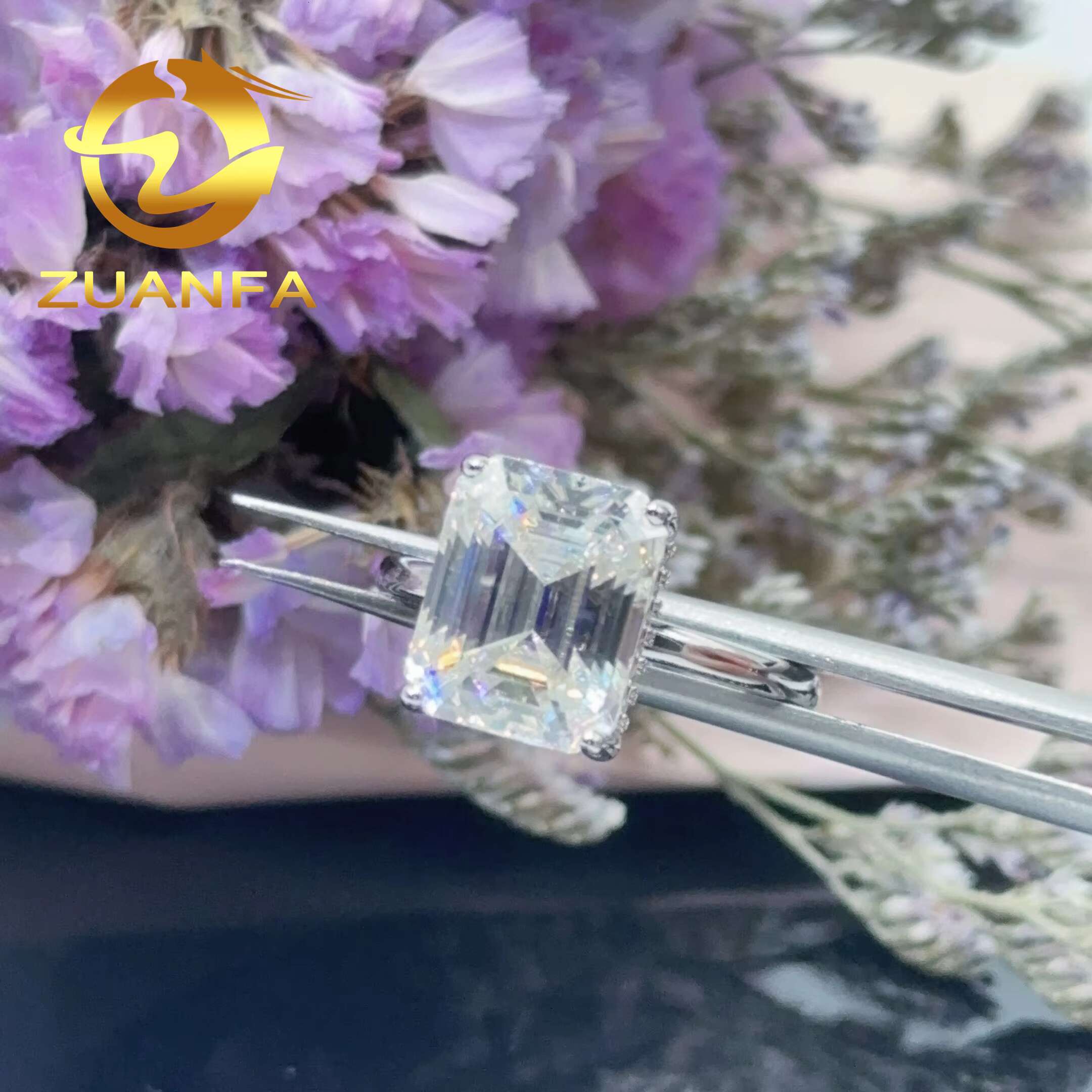 GRA Certified Emerald Cut 9*11mm 5ct D VVS Moissanite Wedding Ring 925 Sterling Silver Simple Solitaire Ring