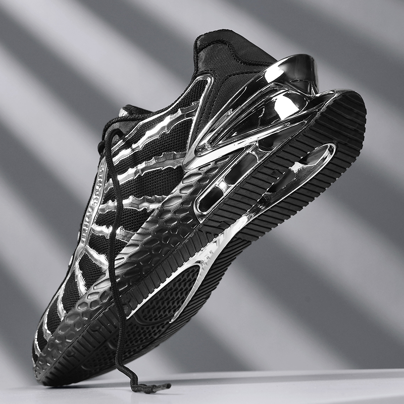 2407-Men's Plated Black Gold Blade Trend Running Shoes Anti-slip Sports Tennis Walking Blade Sneakers Hip Hop