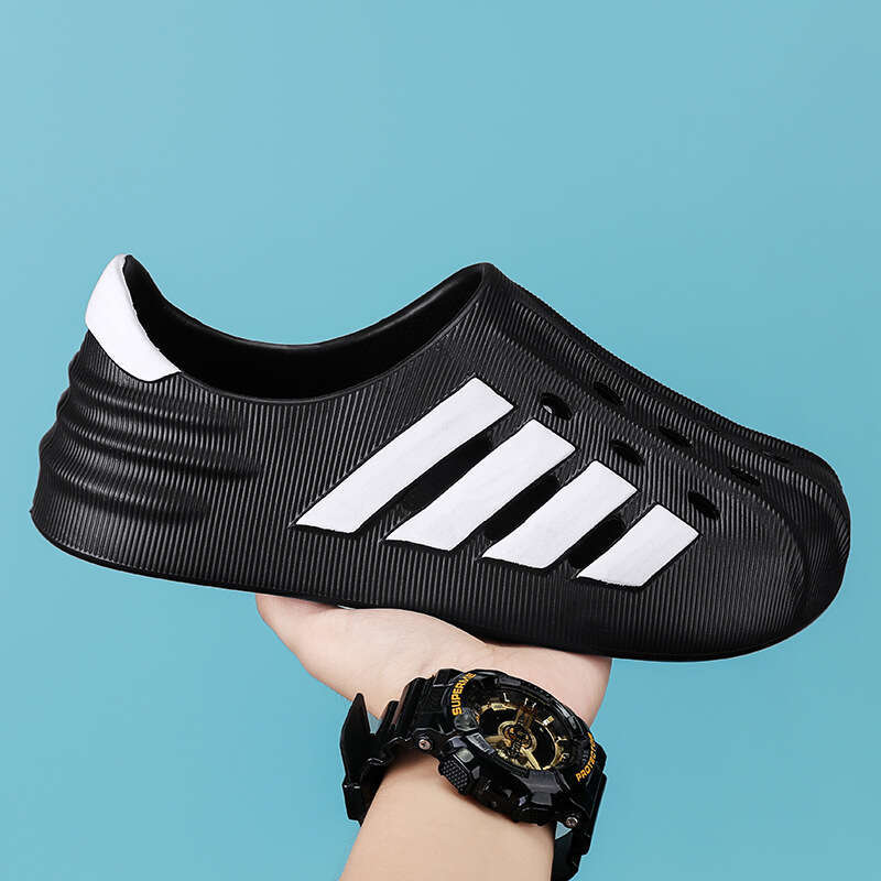 Classic four hole men's plus size casual beach shoes, thick soled breathable flat shoes, fashionable sandals, summer sandals, men's and wome