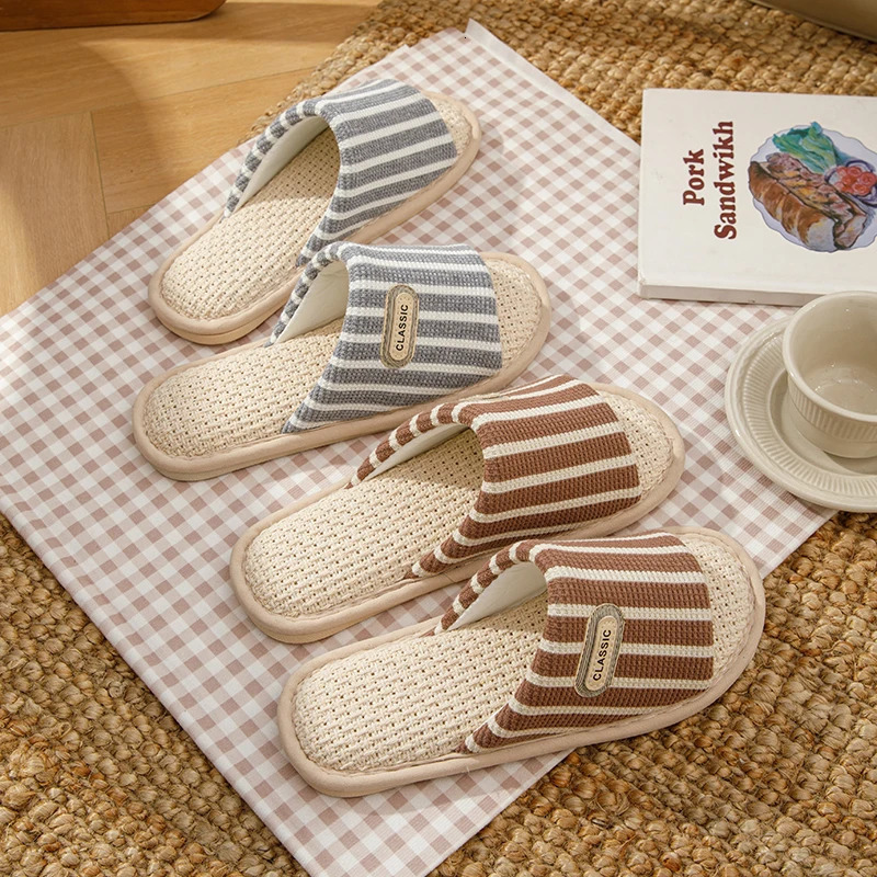 Men Soft Sole Four Season Slippers Women Casual Home Shoes Couple Unisex House Indoor Wooden Floor Silent Sandal Footwear 250624