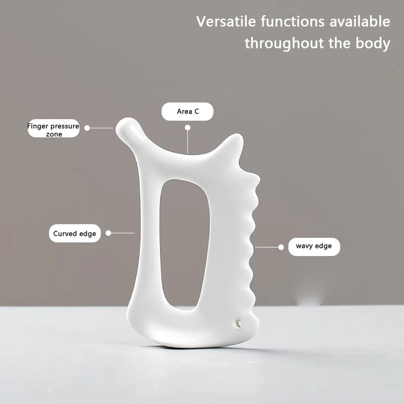 White Ceramic Scraping Board Facial Guasha Handheld Full Body Universal Type Acupoint Massager Lymphatic Drainage Massager 250625