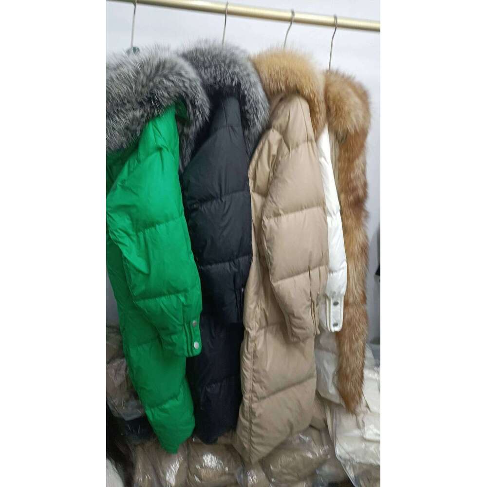 2024 New Winter Women Warm 90% Goose Down Jacket Long Real Fox Fur Hooded Thick Outerwear Female Coat Streetwear