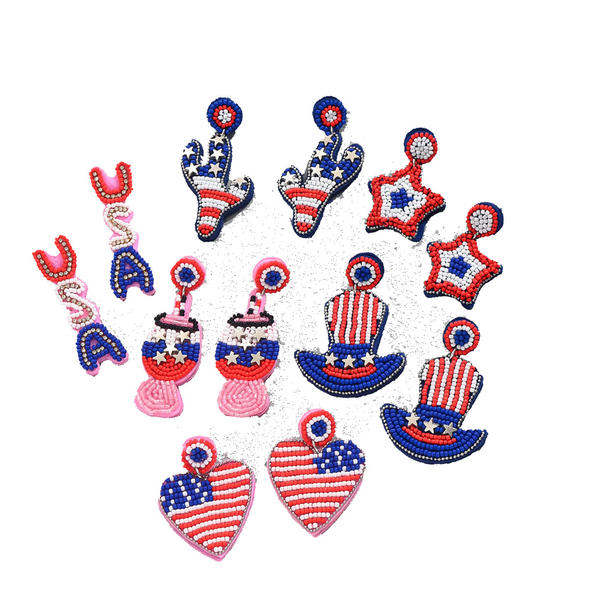 Fashion American Hip Hop Style Personality Earring Set Simple Asymmetric Heart Design Stud Earrings