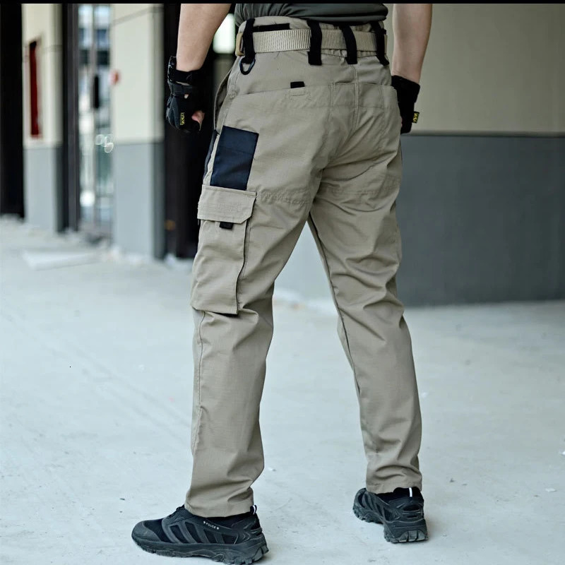 Summer Quick Dry Pants Men Tactical Cargo Trousers Outdoor Work Waterproof Multipocket WearResistant Train Pant 250614