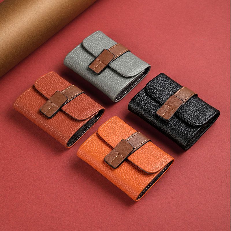 Free Shipping 2025 New Designer Bag Card Holder For Women Vintage Color-block Simple Buckle New Accordion Multi-card Slot Bank Card Holder Coin Purse 