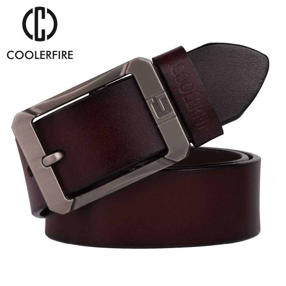 New Coolerfire Genuine Leather Belts for Men Brand Male Pin Buckle Jeans Mens Belt Luxury Designer High Quality Leather Belt W250625