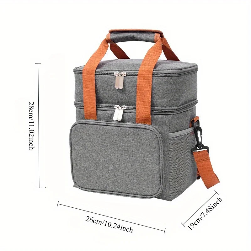 Double-layer Large Capacity Portable Thermal Insulation Bag Oxford Cloth Bento Bag Shoulder Bag 250624