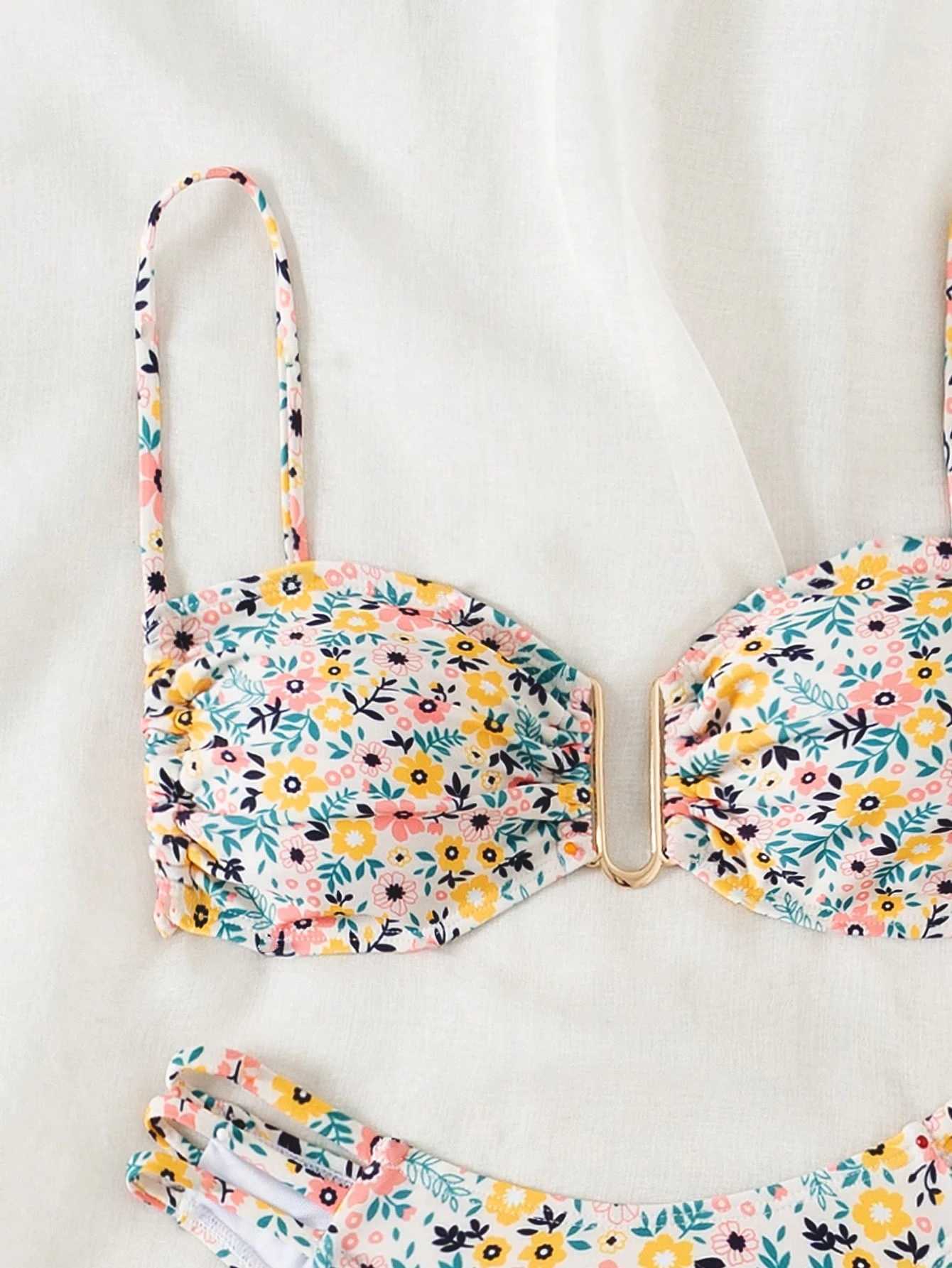 Bikini 2025 new European and American lace-up swimsuit womens high-end beach spa swimsuit design XJ250624