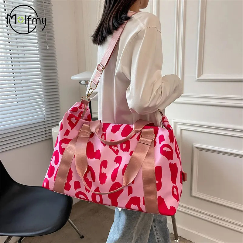 Large Capacity Travel Bag Wet Dry Shoulder Luggage Handbag Leisure Sports Fitness Bag Leopard Print Beach Bags Womens Backpack 250624