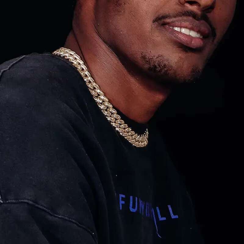 Cuban Chain Trendy Style Hip Hop baguette Moissanite Fashion Jewelry Body Metal Key Necklace Chain for Men Cuban Link Chains