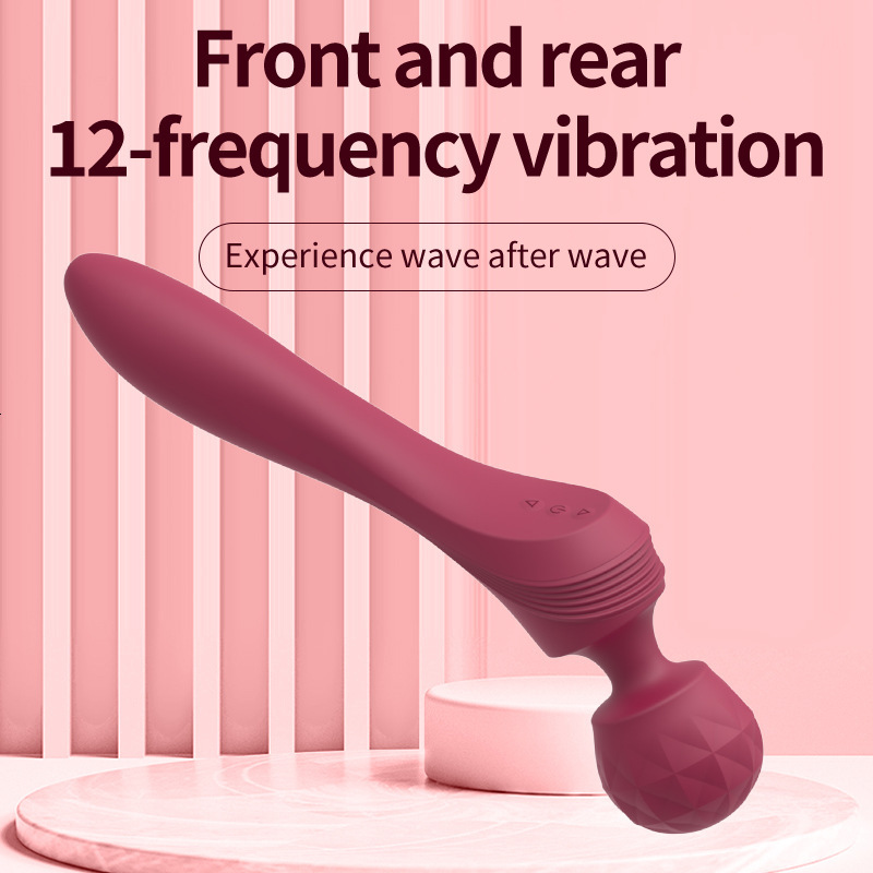 New Liquid Silicone Dual-Head Vibrator for Women, Heating AV Massager, Adult Sex Toy