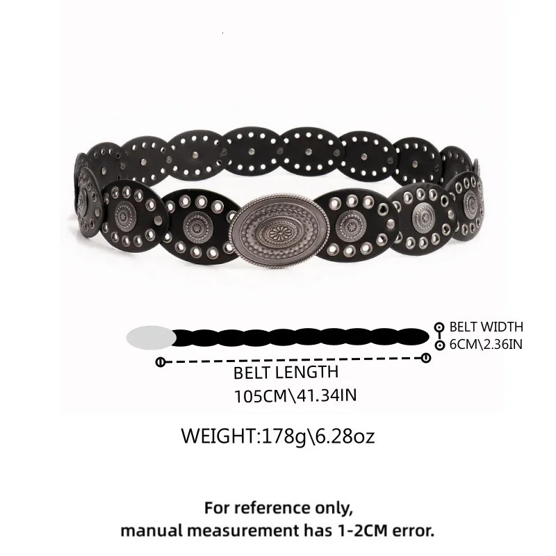 1pc Vintage Style WomenS Faux PU Belt with Oval Rivet Buckle Waistband Vintage Personalized Belts 250618