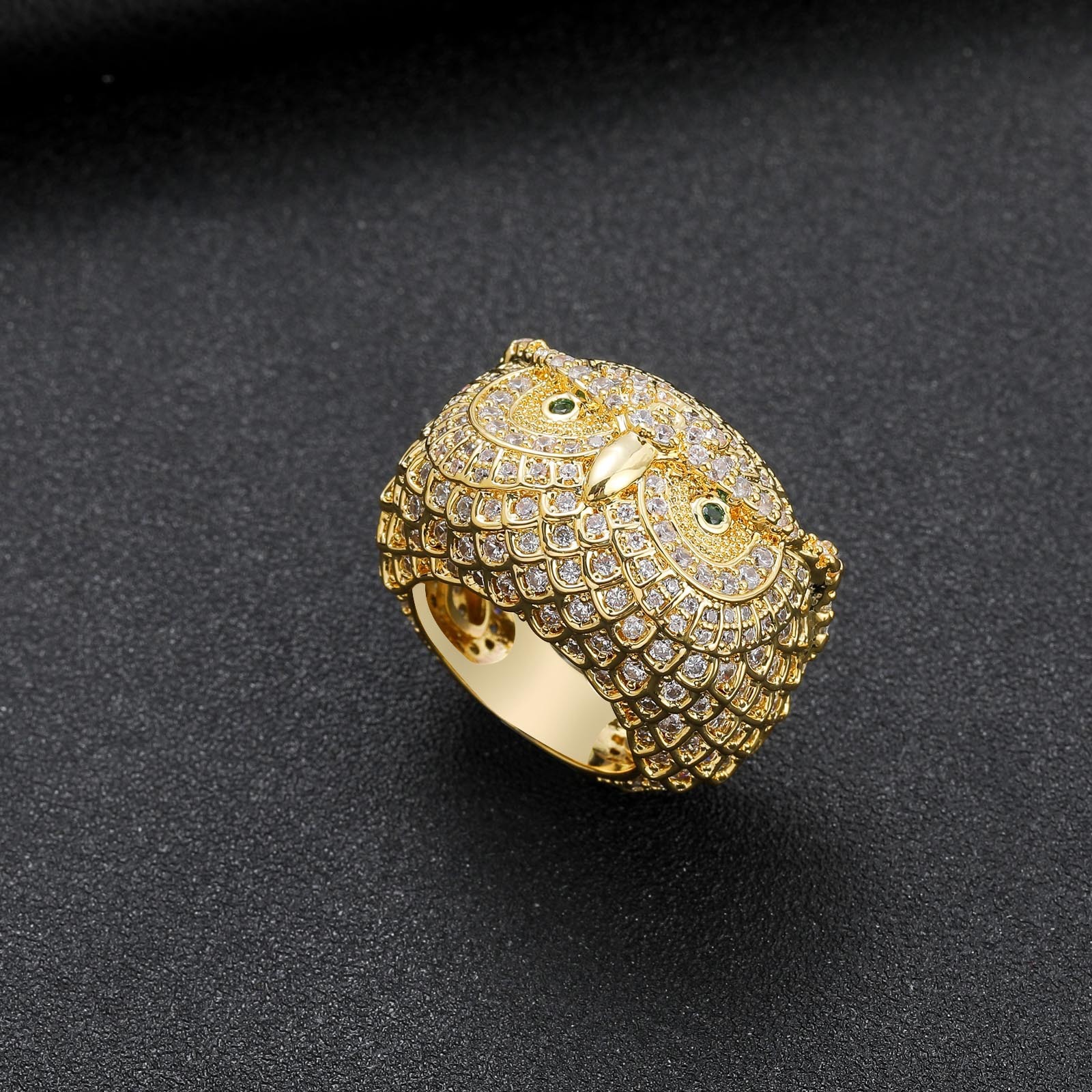 Luxury Moissanite Iced Out Owl Ring Bling Bling Unisex Stylish Hip Hop Jewelry Trendy Swag Statement Piece for Men Women Passes the diamond tester