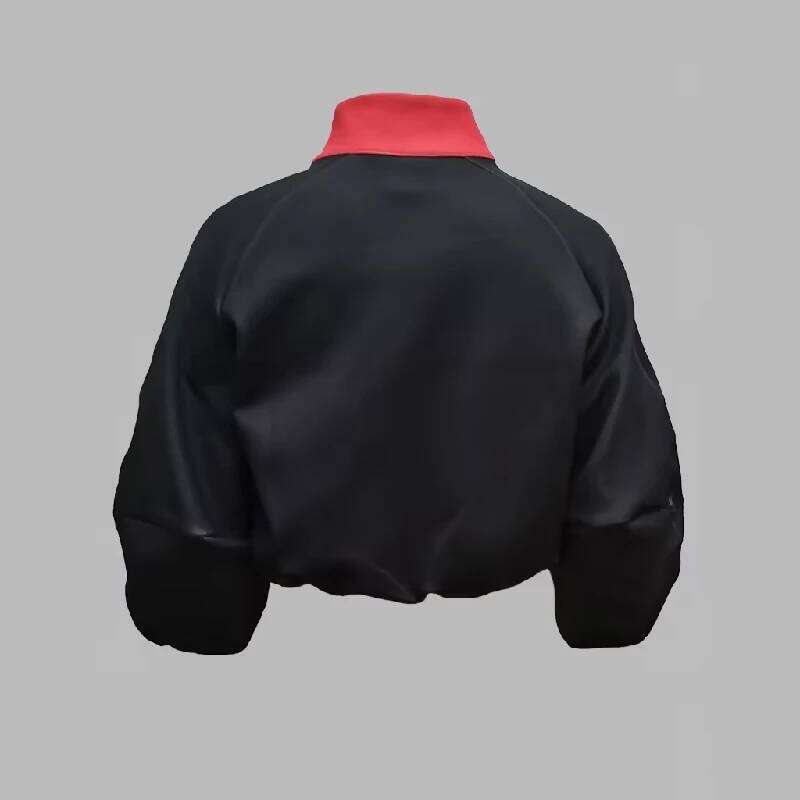 Flower Printed Thin Jacket for Women 2024 Summer Autunm Fashion Zippered Coat Stand Collar Puff Sleeve Loose Outerwear