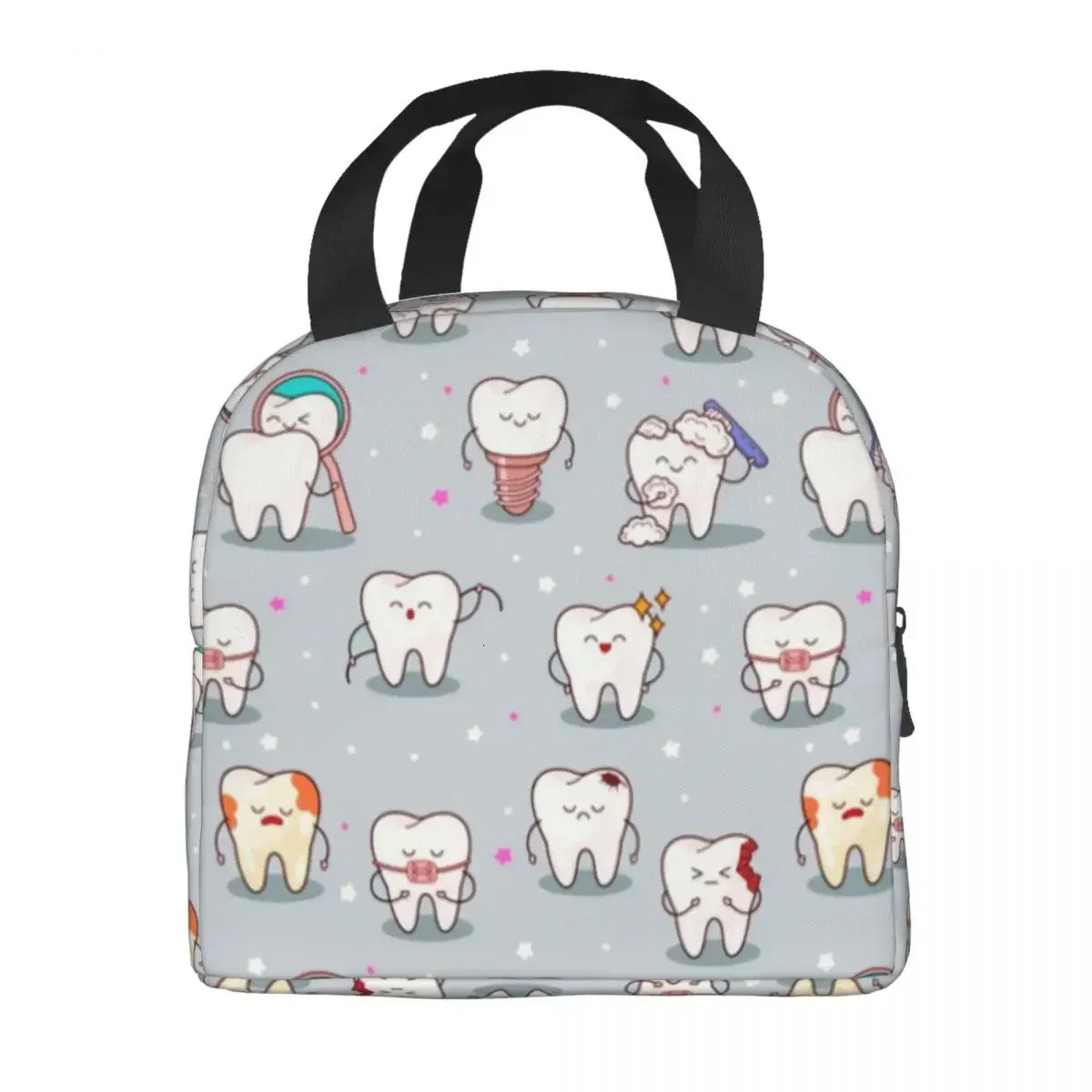Cute Teeth Baby Lunch Bag for Women Men Thermal Cooler Insulated Dentist Lunch Box for Children School 250624