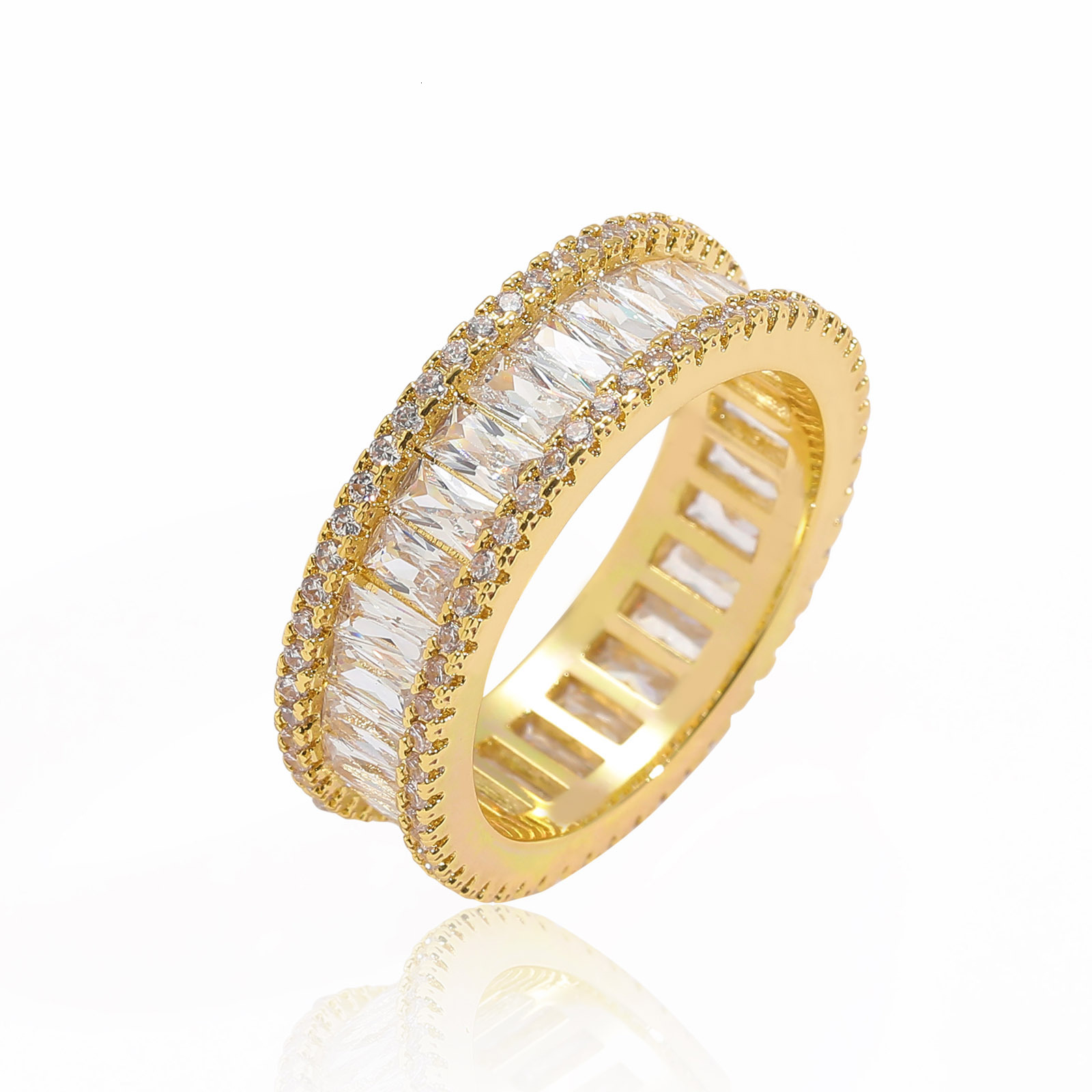 High - End Moissanite Jewelry Diamond Studded Couple Ring Simple Individual Trendy Matching Rings Pass the diamond tester