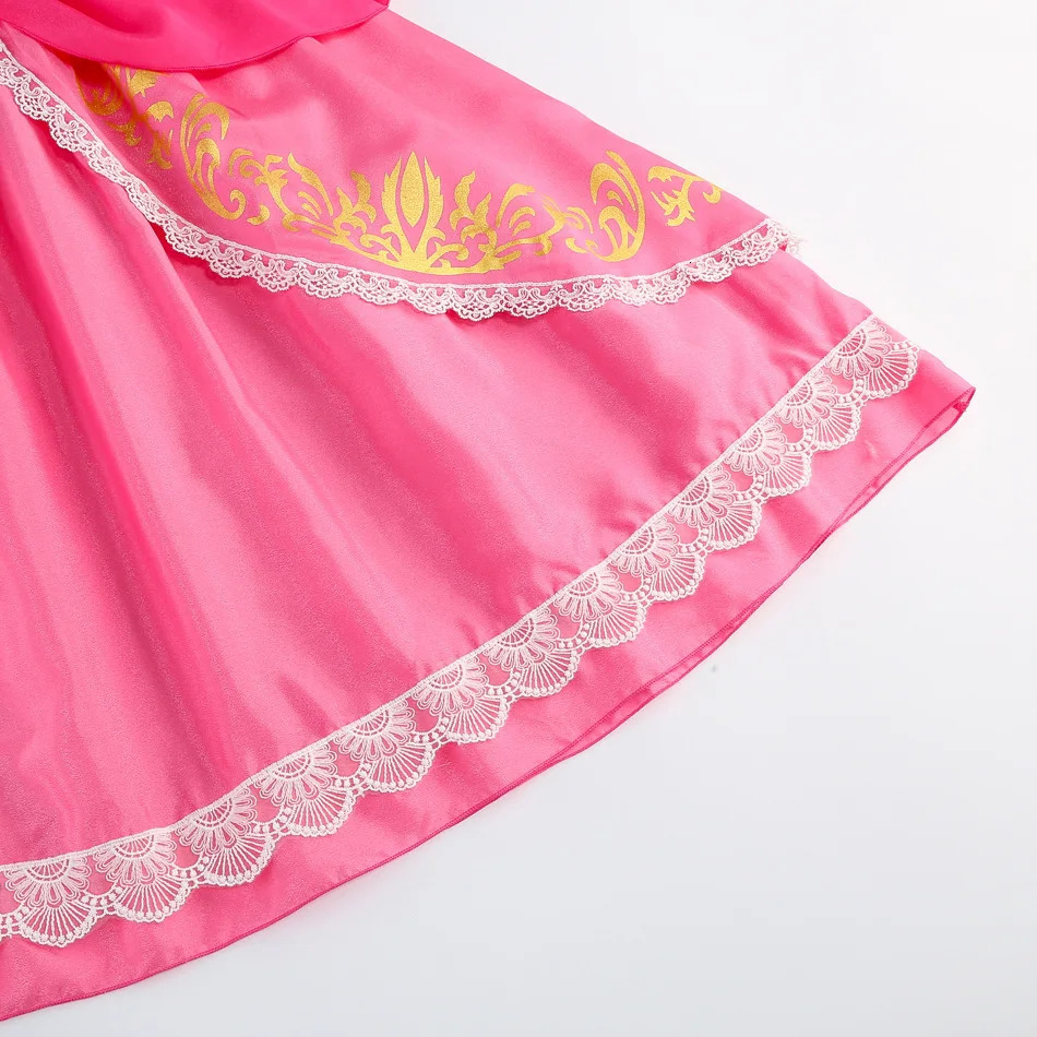 Pumber Bros Video Game Movie Cosplay Girl Peach Dress up Lace Ball Gown Princess Costume Kid Cute Halloween Clothing Dress 2-10Y 250624CJ