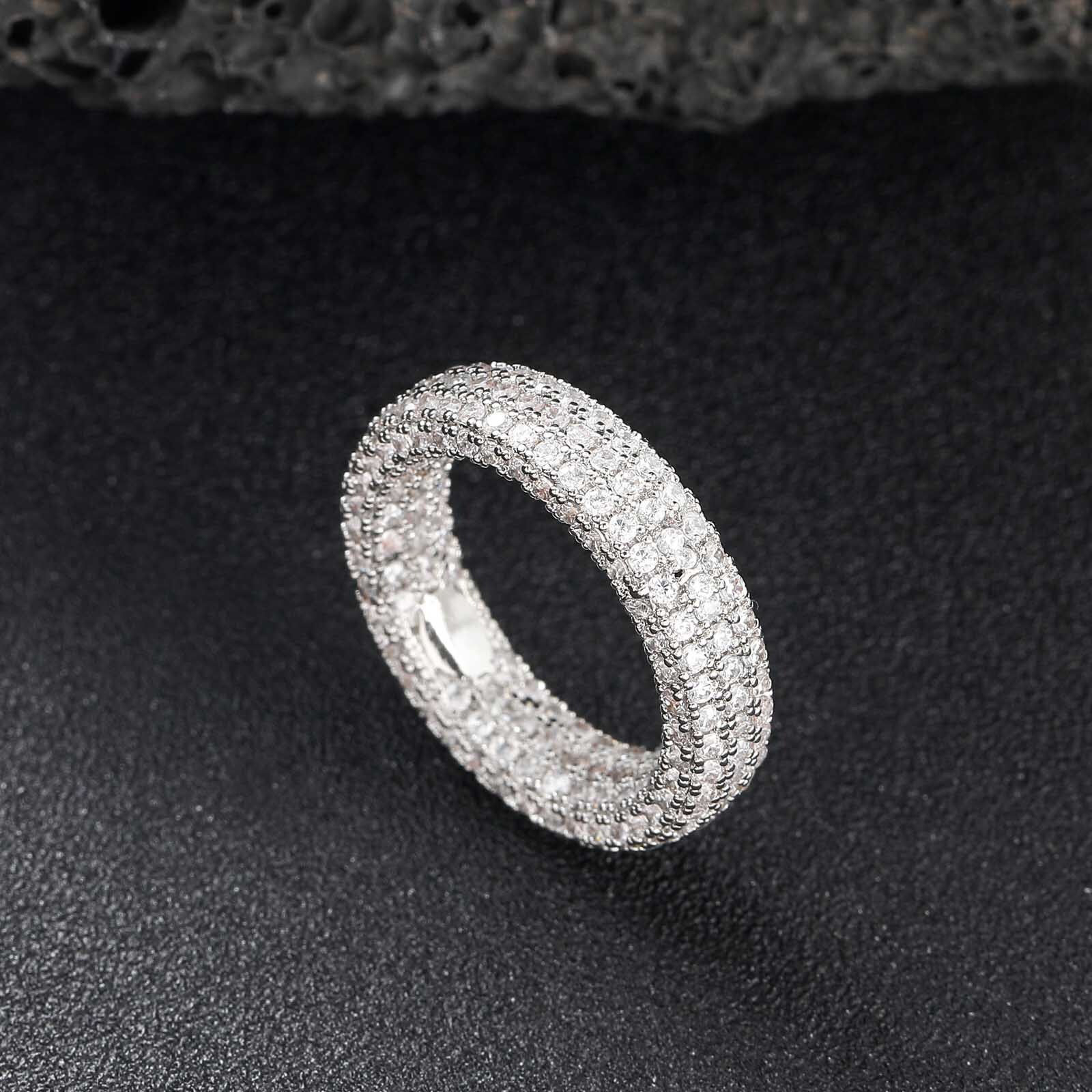 New Arrival Luxury Bling Bling Moissanite Ring Iced Out Swag Hip Hop Jewelry Trendy Unique Simple Couple Rings Pass the diamond tester
