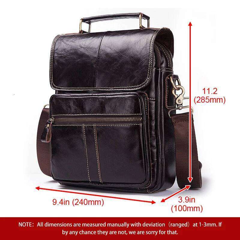 HUMERPAUL Bags For Men Genuine Leather Shoulder Retro Handbag Crossbody Large Capacity Travel Messenger Sling Bag