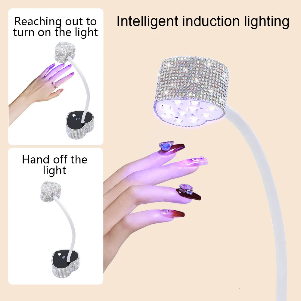 UV LED Nail Lamp Rechargeable UV Light for Gel Nails Cordless Portable Nail Dryer 360°Rotatable Polish Curing Lamp With Battery 250625
