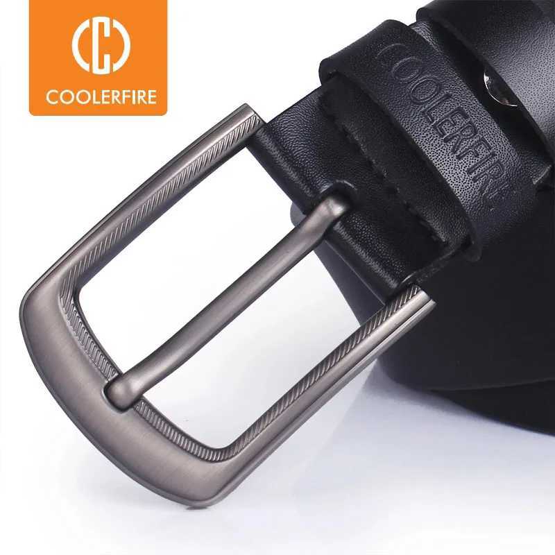 COOLERFIRE Genuine Leather Belt with Pin Buckle Designer Belts for Men Cowhide Fashion Jeans Strap Male Brown Black Belts W250625
