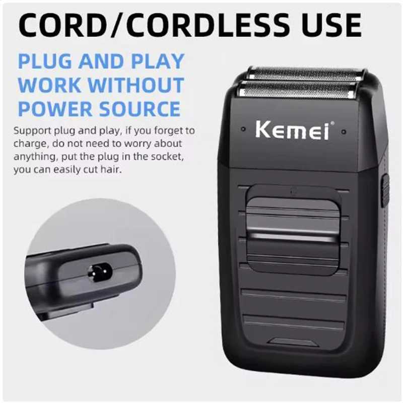 Kemei KM-1102 Hot Selling Electric Shaver for Men Foil Reciprocating Razor Double Blade Head Dry or Wet Shaving Hair/Beard Trimmer W250625