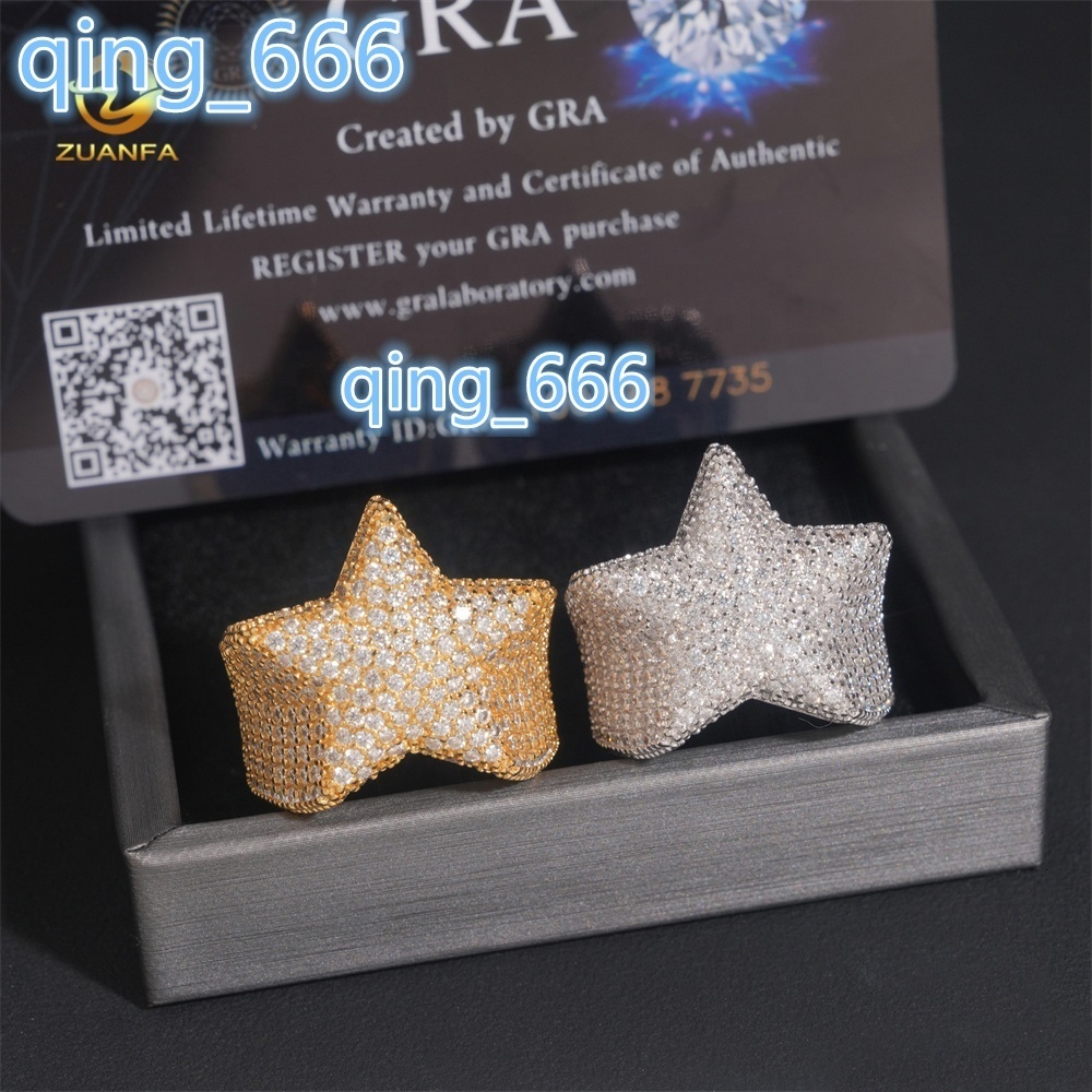 Pass Diamond Tester Hip Hop Star Iced Out Luxury VVS Mens 925 Silver Moissanite Ring