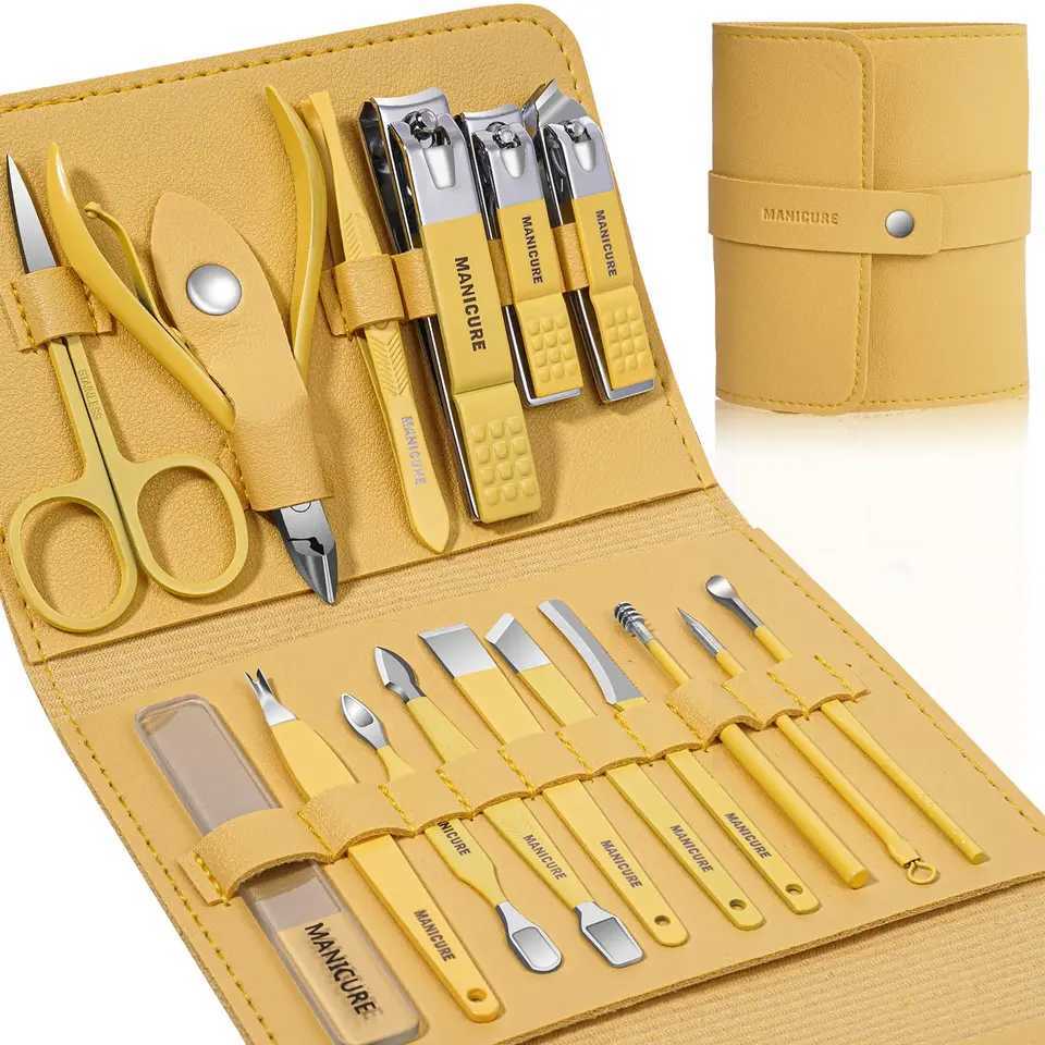 Manicure Set Professional Nail Clippers Pedicure Kit 16 PCs Stainless Steel Nail Care Tools Grooming Kit with Luxurious Travel R250625