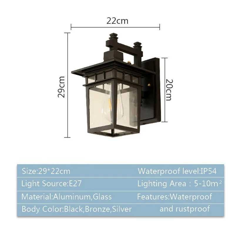 Retro outdoor waterproof wall lamp villa landscape decoration lamp garden corridor lighting waterproof E27 Wall Lamp XJ250624