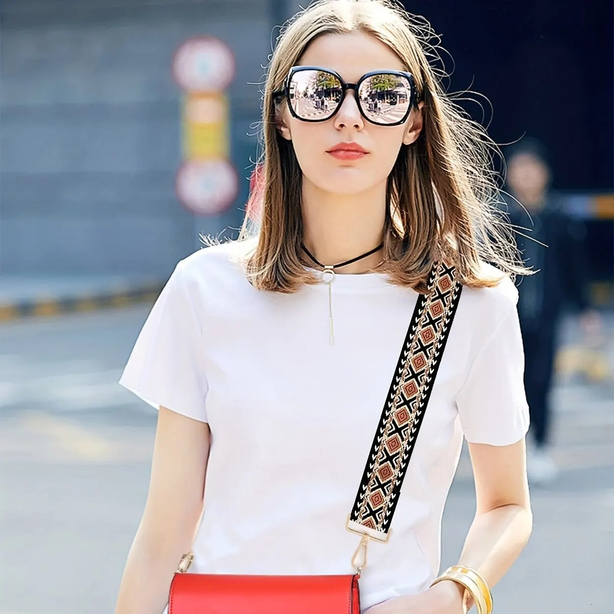 NYXIA 1pc Ethnic Style Purse Strap Replaceable Handbag Fanny Bag Crossbody Simple Adjustable Wide Portable Strap 250624