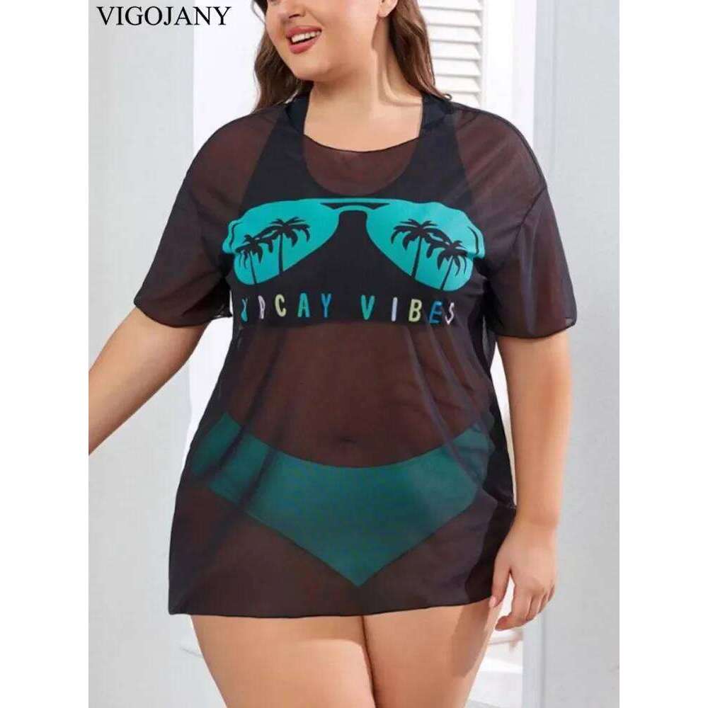 VigoJany 2025 Solid 3 Piece Short Sleeve Smock Plus Size Push Up Bikini Women High Waist Big Swimsuit Beach Chubby Bathing Suit