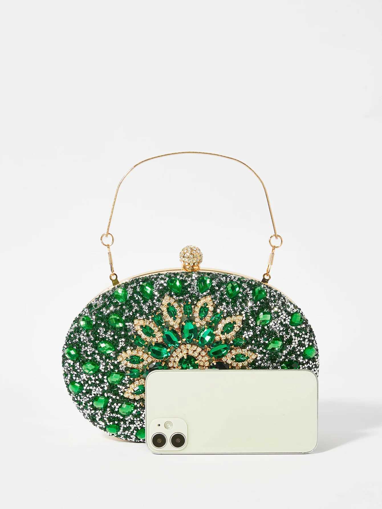 Gorgeous shiny mini diamond-studded rhinestone floral hand-held dinner bag for wedding and party M250625