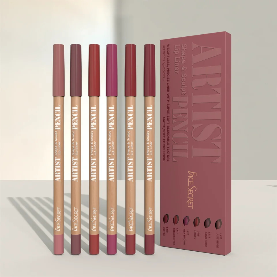 Face Secret Artist Shape Sculpt Lip Liner Pencil Set Weightless Precise Liner with Super Soft Blendable Texture Matte Soft 250625