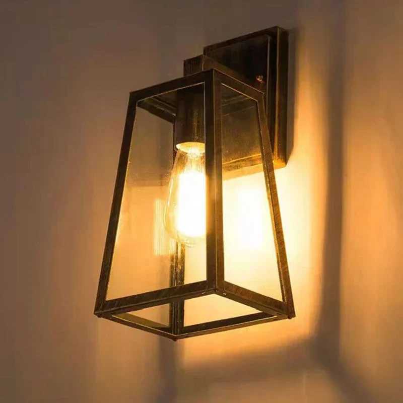 Retro Outdoor Waterproof Wall Lamps Iron Art Lampshade Sconce Acrylic Corridor Wall Light E27 Screw Outdoor Wall Light XJ250624