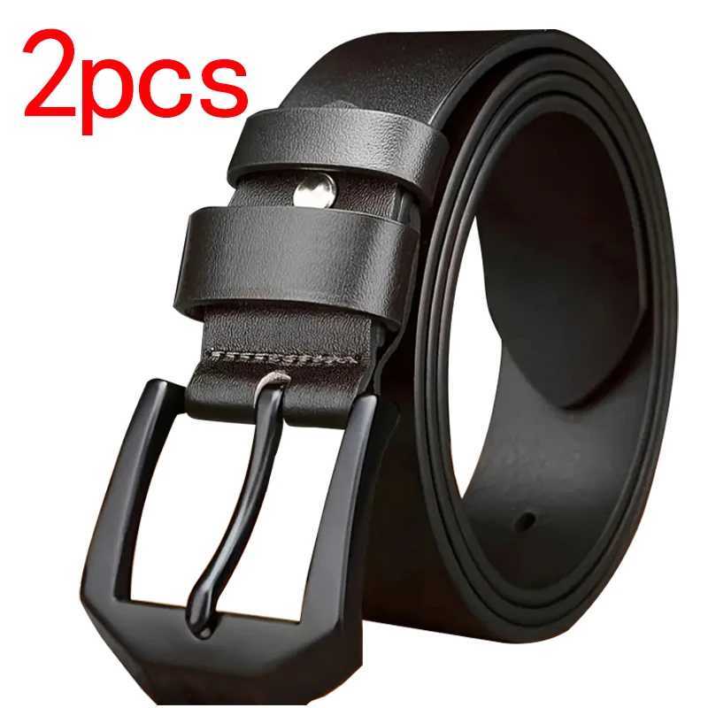 1pc/2pcs Fashion Business Mens Belt Genuine Leisure Luxury Brand Belt Metal Buckle Belts High-Quality PU Leather Belt Plus Size W250625