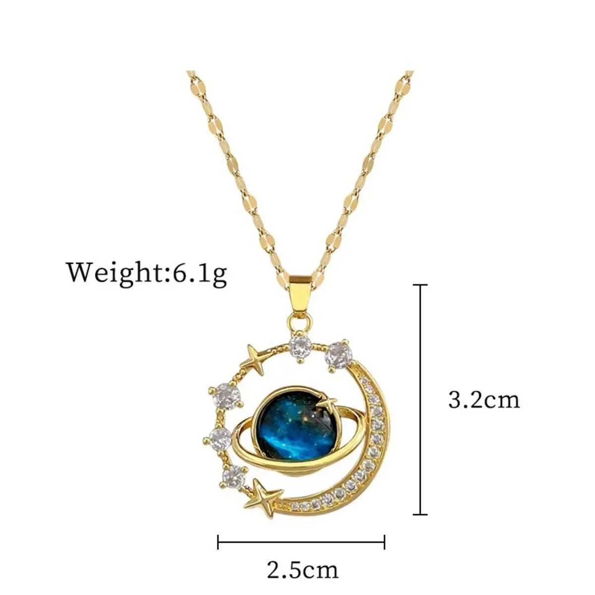 Luxury Titanium Steel Star Series Necklace Gold Tone planet Moon Astronaut Pendant TrenDY Celestial Jewelry Gift for Women V250625
