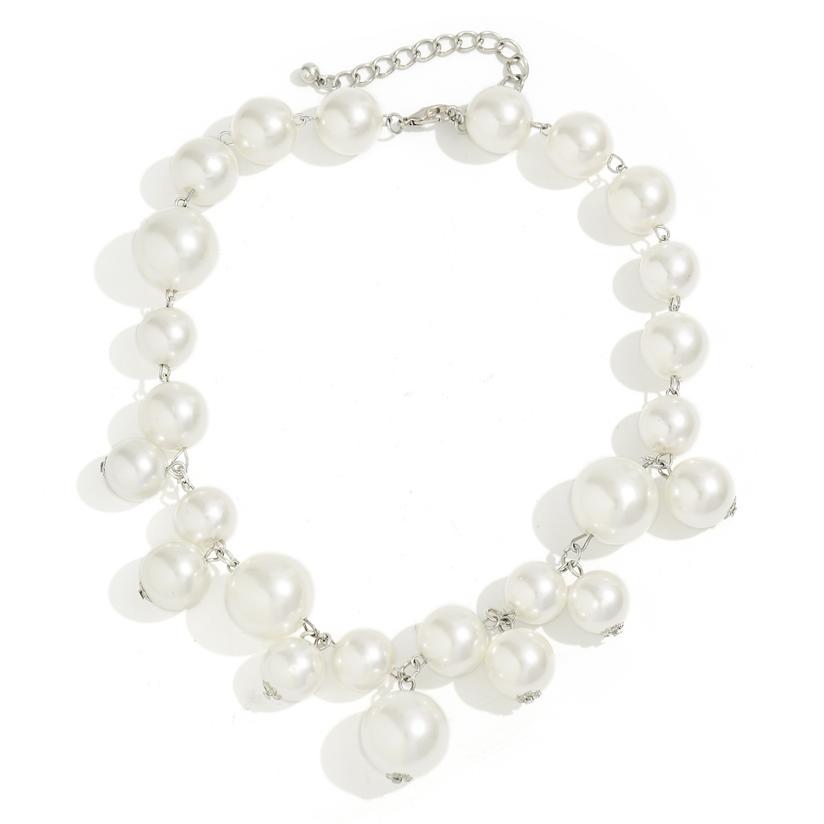Jewelry Creative Handmade Round Bead Imitation Pearl Tassel for Women Unique Design Patchwork Necklace
