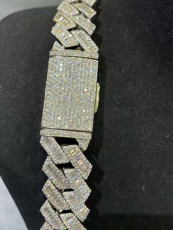 18mm Hip-hop Popular Past Test Diamond Mens Necklace 925 Silver VVS Moissanite Luxury Cuban Chain