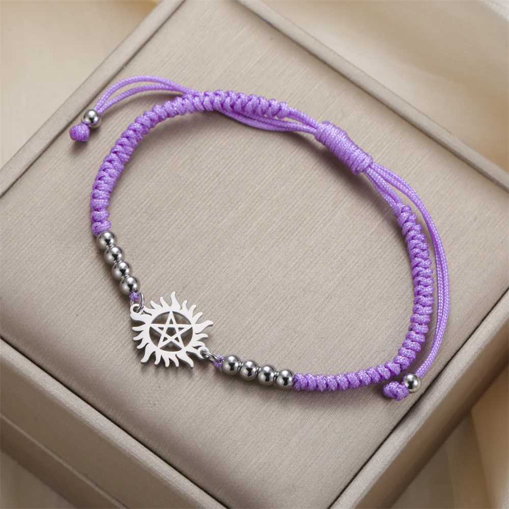 My Shape Pentagram Sun Bracelets Stainless Steel Pendant Bangle Adjustable Size Hand Chain Jewelry Supernatural Amulet Gifts X250625