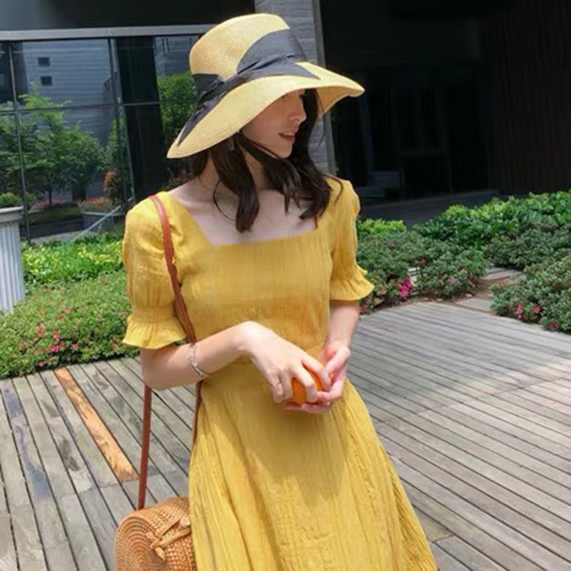 H205 Temperament Retro Platycodon Fairy Long Skirt Forest Sweet Waist Slim Temperament Midi Dress