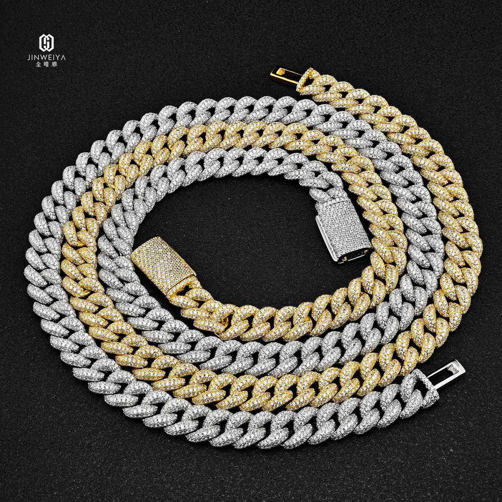 Hot Sale 10mm Wide HipHop Necklace Bracelet Moissanite Cuban Chain Silver Iced Out VVS1 Moissanite Cuban Link Chain