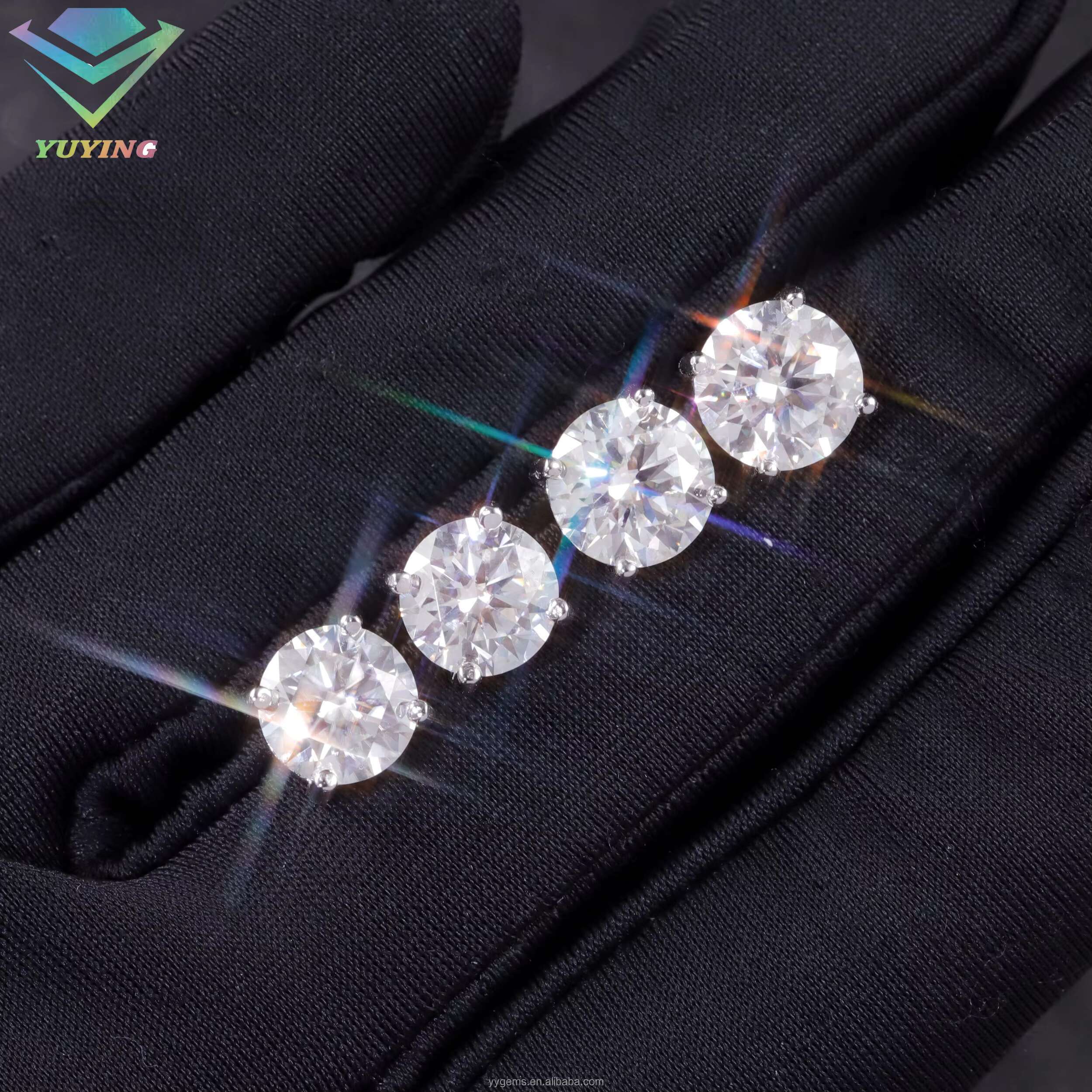 RTS Classic 4 Prongs Mossanite Earrings for Men Women 925 Sterling Silver 1.5CT 2CTVVS Moissanite Diamond Stud Earrings
