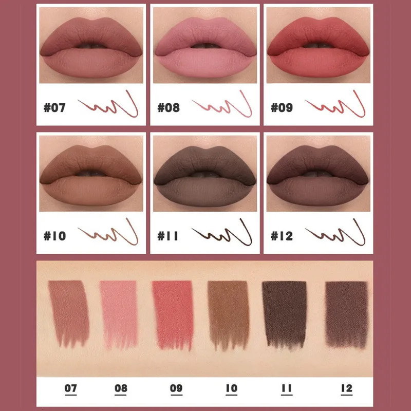 Matte Velvet Red Nude Lipliner Lipsticks Pen 12 Colors Natural Outline Lip Tint Contour Pencil Long Lasting Non Stick Cosmetics 250625