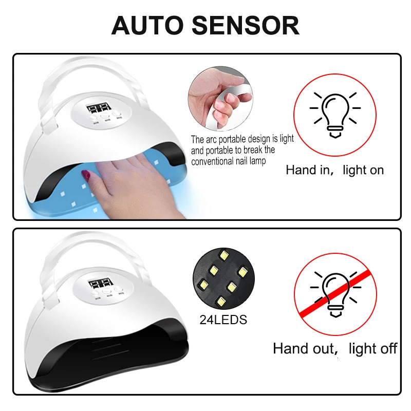 UV LED Nail Lamp Nail Dryer for Gel Polish 3 Timers UV Nail Lamp Professional Nail Light 24Pcs Lamp Beads and Automatic Sensor 250625