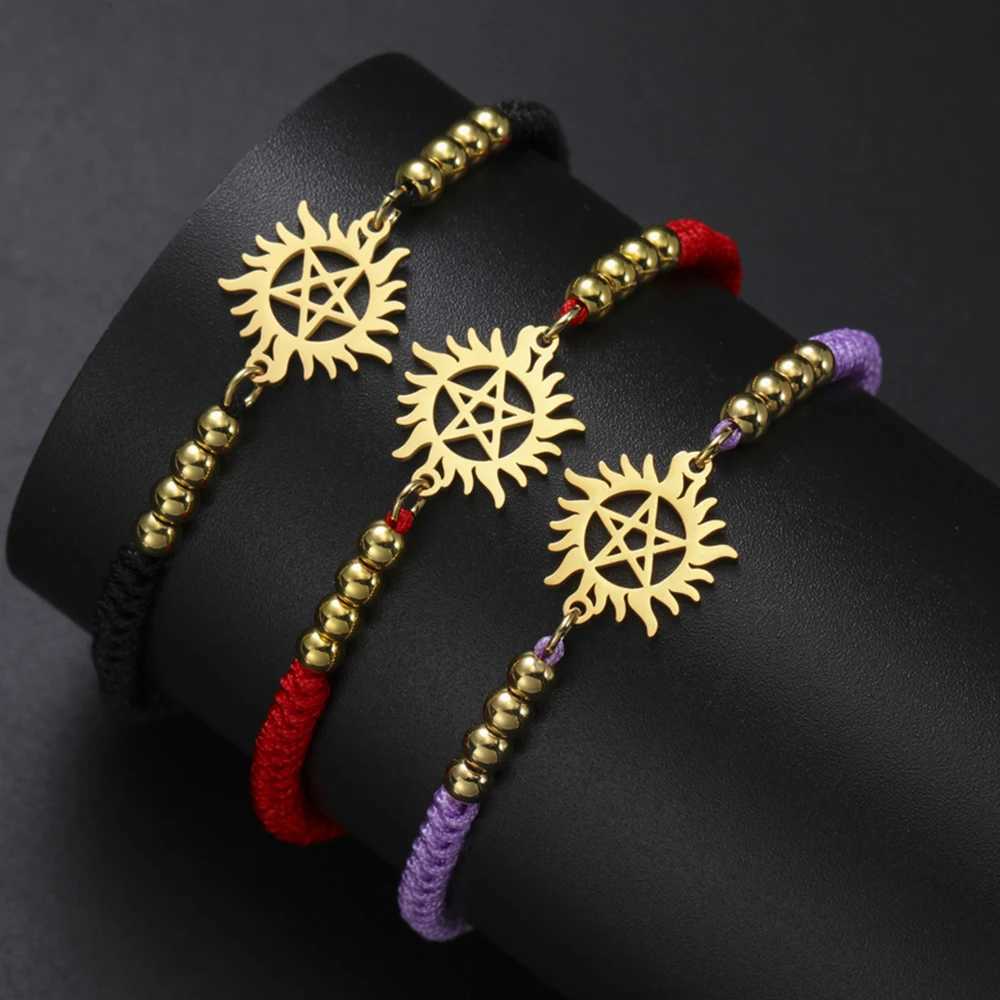 My Shape Pentagram Sun Bracelets Stainless Steel Pendant Bangle Adjustable Size Hand Chain Jewelry Supernatural Amulet Gifts X250625