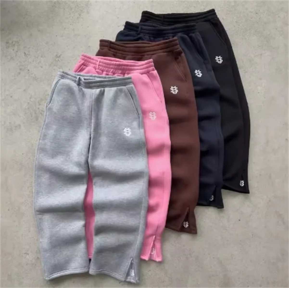 Casual Embroidery Slim Straight Pants Y2k Street Solid Color Sport Pants 2025 Fashion Harajuku Women Couple Tracksuit Leg Pants X250625