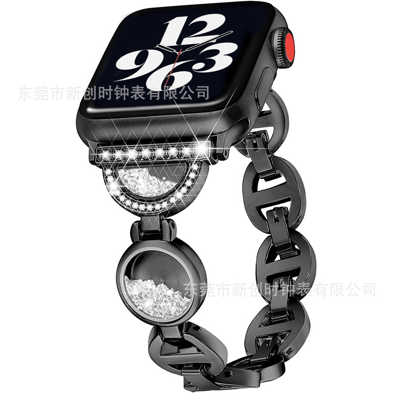 Luxury Premium Designer New Rhinestone Metal Fluid Ring iWatch Band for Apple Watch Series 1-10