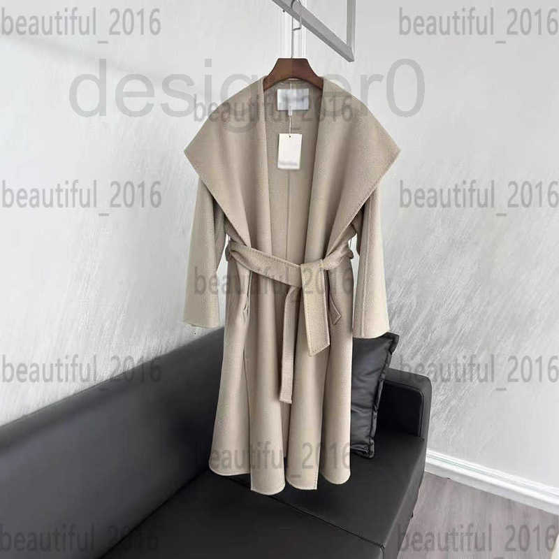Women's Wool Blends Designer Max Home Autumn/Winter New Double Sided Cashmere Coat With Water Ripple Large Collar, Fashionable And Elegant For Women 99MV